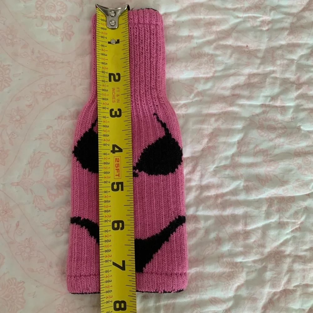 Freaker USA Bottle Koozie Pink Black Sweater Knit Stretchy Bikini